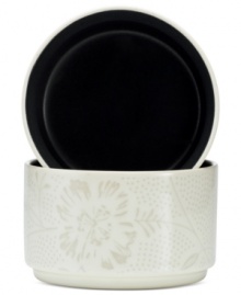 A fresh twist on a Noritake favorite, Colorwave Graphite Bloom stacking bowls offer the same sleek style and durability as the original dinnerware pattern but with a pretty floral print. A fresh twist on a Noritake favorite, Colorwave Graphite Bloom stacking bowls offer the same sleek style and durability as the original dinnerware pattern but with a pretty floral print.
