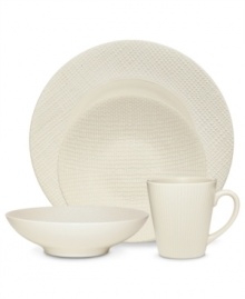 Stoneware in solid cream offers contemporary style in a combination of smooth, lined and textured surfaces. Sleek, simple and easy to dress up or down, the White Pepper 4-piece place settings are a smart, enticing choice for every meal. Stoneware in solid cream offers contemporary style in a combination of smooth, lined and textured surfaces. Sleek, simple and easy to dress up or down, the White Pepper 4-piece place settings are a smart, enticing choice for every meal.