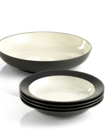 Noritake brings effortless style to casual tables with the ultra-sleek and conveniently oven-safe Colorwave pasta set. Modern stoneware dressed in graphite and cream makes all your favorite comfort foods even more enticing. Noritake brings effortless style to casual tables with the ultra-sleek and conveniently oven-safe Colorwave pasta set. Modern stoneware dressed in graphite and cream makes all your favorite comfort foods even more enticing.