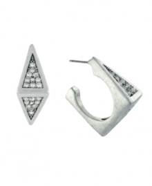 It's hip to be square, when you indulge in this chic style by BCBGeneration! Square-shaped hoops shimmer with the addition of clear glass accents in oxidized silver tone mixed metal. Approximate diameter: 1 inch. It's hip to be square, when you indulge in this chic style by BCBGeneration! Square-shaped hoops shimmer with the addition of clear glass accents in oxidized silver tone mixed metal. Approximate diameter: 1 inch.