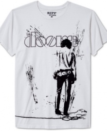 The legend lives on. Riff T-Shirt offers a concert-style tee with a Doors logo graphic and a backward glance at The Lizard King. The legend lives on. Riff T-Shirt offers a concert-style tee with a Doors logo graphic and a backward glance at The Lizard King.