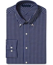 Make your move with this sharp checkered dress shirt from Tommy Hilfiger.