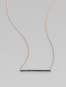 A simply chic bar, encrusted in dazzling diamonds and blue sapphires on an 18k rose gold link chain. Diamonds, .11 tcw18k rose goldLength, about 15Pendant size, about 1¼ Circle clasp closureImported A simply chic bar, encrusted in dazzling diamonds and blue sapphires on an 18k rose gold link chain. Diamonds, .11 tcw18k rose goldLength, about 15Pendant size, about 1¼ Circle clasp closureImported