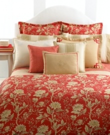A diagonal striped pattern adorns Lauren Ralph Lauren's decorative pillow for a casual chic accompaniment to the Villa Camelia bedding collection. A diagonal striped pattern adorns Lauren Ralph Lauren's decorative pillow for a casual chic accompaniment to the Villa Camelia bedding collection.