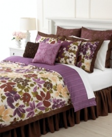 An oasis of color and comfort are waiting to be explored in Martha Stewart Collection's Paradiso comforter set. Tropical flowers bloom in happy shades of plum, scarlet and blush, while ornate, ribbon-accented European shams and a pleated bedskirt complete the look with pure elegance. An oasis of color and comfort are waiting to be explored in Martha Stewart Collection's Paradiso comforter set. Tropical flowers bloom in happy shades of plum, scarlet and blush, while ornate, ribbon-accented European shams and a pleated bedskirt complete the look with pure elegance.
