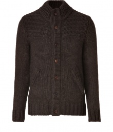A timeless classic style with limitless wearing possibilities, Woolrichs textured wool-alpaca cardigan is a must for your winter knitwear wardrobe - Ribbed stand-up collar, long sleeves, chunky ribbed knit trim, button-down front, slit pockets, suede elbow patches - Modern slim fit - Wear with flannels, jeans and weather boots A timeless classic style with limitless wearing possibilities, Woolrichs textured wool-alpaca cardigan is a must for your winter knitwear wardrobe - Ribbed stand-up collar, long sleeves, chunky ribbed knit trim, button-down front, slit pockets, suede elbow patches - Modern slim fit - Wear with flannels, jeans and weather boots