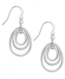 Triply chic. Three cut-out oval-shaped drops form a cool, contemporary design on these Style&co. earrings. Crafted in silver tone mixed metal. Approximate drop: 1-3/4 inches.