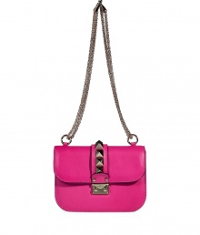 Glamorize every look with Valentinos bright pink leather shoulder bag, detailed with oversized rockstuds and a chain-link strap for that impossibly ladylike feel - Push-stud closure, removable chain shoulder strap, inside zippered back wall pocket - Carry as a pretty polish to cocktail dresses or tailored separates Glamorize every look with Valentinos bright pink leather shoulder bag, detailed with oversized rockstuds and a chain-link strap for that impossibly ladylike feel - Push-stud closure, removable chain shoulder strap, inside zippered back wall pocket - Carry as a pretty polish to cocktail dresses or tailored separates