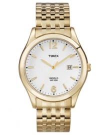 Timex combines a classic design with golden hues on this handsome men's watch.