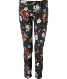 Embrace the seasons passion for the printed pant with these ultra-chic, floral print jeans from Current Elliott - Classic five-pocket style, zip fly, button closure, belt loops - On-trend cropped ankle, low rise, ultra-fitted silhouette flatters every curve - Sexy and cool, easily dressed up or down - pair with a tank, blazer and oxfords, or go for a more casual look with a knit and fashion sneakers