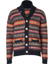 Upgrade casual looks with a contemporary twist in Prps modern knit cardigan, detailed with reverse patterned sleeves for an understated edge of rugged sophistication - Shawl collar, black ribbed trim, button-down front, patch pockets - Classic straight fit - Pair with button-downs and favorite cords, or with super soft tees and fashion sneakers Upgrade casual looks with a contemporary twist in Prps modern knit cardigan, detailed with reverse patterned sleeves for an understated edge of rugged sophistication - Shawl collar, black ribbed trim, button-down front, patch pockets - Classic straight fit - Pair with button-downs and favorite cords, or with super soft tees and fashion sneakers