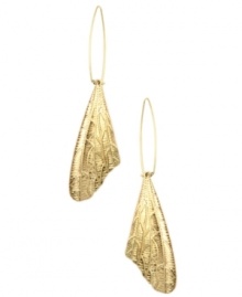 Set the style bar sky high. RACHEL Rachel Roy's pretty dragonfly wing earrings feature an intricate textured surface and gold-plated mixed metal setting. Approximate drop: 4 inches.