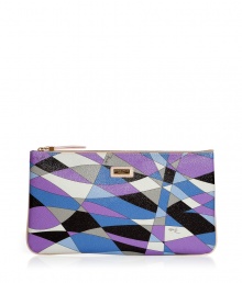 Get up and go glamorously with Puccis elegantly eye-catching cosmetic case - Rectangular zip top style in a vibrant blue, lavender and black graphic print - Leather piping and signature logo plaque - Durable plastic protects against dust and moisture - Convenient and practically sized to house all of your beauty essentials - Great for travel, also makes a superb gift Get up and go glamorously with Puccis elegantly eye-catching cosmetic case - Rectangular zip top style in a vibrant blue, lavender and black graphic print - Leather piping and signature logo plaque - Durable plastic protects against dust and moisture - Convenient and practically sized to house all of your beauty essentials - Great for travel, also makes a superb gift