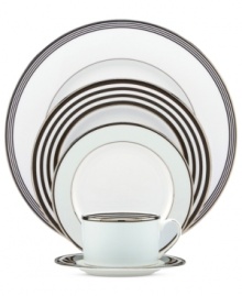 With the bands. The Parker Place serving bowl creates instant ambiance with rings of platinum, black and pale blue in sleek bone china. From kate spade new york. With the bands. The Parker Place serving bowl creates instant ambiance with rings of platinum, black and pale blue in sleek bone china. From kate spade new york.