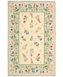 Home, sweet home. Welcoming you to the most comfortable room in your home, the Country Heritage rug displays a beautiful garden of blues, greens and reds. Hand-woven wool pile gives the rug a super-soft feel that you'll love for years to come. Home, sweet home. Welcoming you to the most comfortable room in your home, the Country Heritage rug displays a beautiful garden of blues, greens and reds. Hand-woven wool pile gives the rug a super-soft feel that you'll love for years to come.