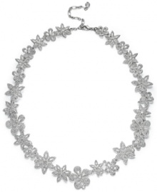 Grow your style to great heights. Charter Club's garden-inspired necklace features pave-set glass flowers set in silver tone mixed metal. Approximate length: 17 inches + 3-inch extender.