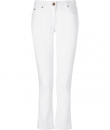 Classic white ankle length jeans from Michael Kors - Infuse instant chic to any ensemble with these bright white jeans - Five-pocket, cropped silhouette, gold-tone rivets - Wear with an oversized sweater, trench, and wedges