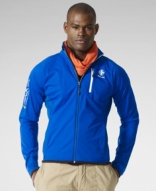 Designed for serious style and athleticism, the Pinnacle jacket is crafted from sleek, water-repellent microfiber with a mesh lining and strategic ventilating perforations. Designed for serious style and athleticism, the Pinnacle jacket is crafted from sleek, water-repellent microfiber with a mesh lining and strategic ventilating perforations.