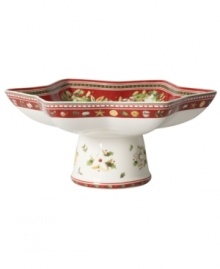 Star anise and orange, fine cookies, candy canes and more dot the irresistible Winter Bakery fruit bowl, something everyone can savor at the table. Featuring a footed design and ruffled edge in Villeroy & Boch porcelain. Star anise and orange, fine cookies, candy canes and more dot the irresistible Winter Bakery fruit bowl, something everyone can savor at the table. Featuring a footed design and ruffled edge in Villeroy & Boch porcelain.