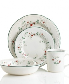 Of the many holiday traditions, Winterberry place settings are one of the most beloved of all. Set a timelessly elegant, festive table with these pieces decorated with raised, hand-painted holly leaves, bright red berries and scalloped details. From Pfaltzgraff's holiday collection of dinnerware and dishes. Of the many holiday traditions, Winterberry place settings are one of the most beloved of all. Set a timelessly elegant, festive table with these pieces decorated with raised, hand-painted holly leaves, bright red berries and scalloped details. From Pfaltzgraff's holiday collection of dinnerware and dishes.