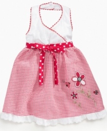 She can get ready for summer in the right way with this sweet and stylish halter seersucker dress from So La Vita. She can get ready for summer in the right way with this sweet and stylish halter seersucker dress from So La Vita.