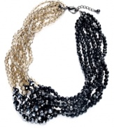 Fashion in black and white. Charter Club's torsade necklace brings together clear and black opaque beads in bunches. Crafted from silver tone mixed metal. Approximate length: 17 inches + 3-inch extender.