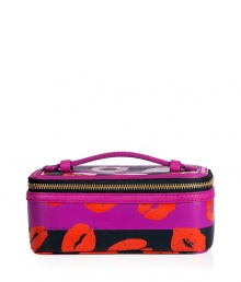 Travel with your favorite makeup essentials with this lip print covered cosmetic case from Marc by Marc Jacobs - Lip-detailed rectangular shape with zip-around closure, top handle, large compartment and mirror, leather trim - Perfect for daily use or as a thoughtful gift Travel with your favorite makeup essentials with this lip print covered cosmetic case from Marc by Marc Jacobs - Lip-detailed rectangular shape with zip-around closure, top handle, large compartment and mirror, leather trim - Perfect for daily use or as a thoughtful gift
