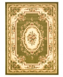 As rich in tone as it is in tradition, this classic area rug from Safavieh is set in warm sage bursting with bouquets of lifelike blossoms. Encapsulating the beauty and detail of time-honored European designs, this rug is crafted from soft polypropylene for modern convenience when it comes to care.