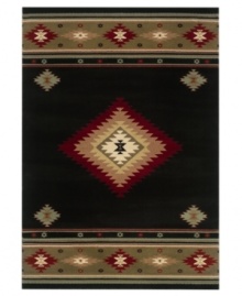 Broaden your palette with Southwest flavor. This St. Lawrence rug depicts a versatile diamond pattern in midnight black for a look that's as elegant as it is casual. Crafted of durable polypropylene for years of long-lasting beauty. Broaden your palette with Southwest flavor. This St. Lawrence rug depicts a versatile diamond pattern in midnight black for a look that's as elegant as it is casual. Crafted of durable polypropylene for years of long-lasting beauty.