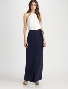 Woven luxury, a maxi style offering a relaxed fit and a feminine self-tie for a more customized fit.Side-tie detail at waistConcealed button closureCenter slit on frontSilk liningAbout 44 longSilk georgetteDry cleanImported Model shown is 5'10 (177cm) wearing US size 4. Woven luxury, a maxi style offering a relaxed fit and a feminine self-tie for a more customized fit.Side-tie detail at waistConcealed button closureCenter slit on frontSilk liningAbout 44 longSilk georgetteDry cleanImported Model shown is 5'10 (177cm) wearing US size 4.