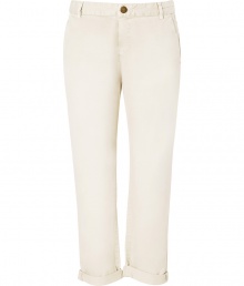 A stylish alternative to jeans, these cropped trousers from Current Elliot bring trend-right style to your daytime look - Flat front, belt loops, off-seam pockets, back welt pockets, cropped, cuffed hem - Pair with a billowy blouse, a denim jacket, and embellished ballet flats