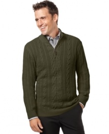 Infuse some texture in your look and layer up in this marled chunky quarter-zip sweater from Tasso Elba. (Clearance) Infuse some texture in your look and layer up in this marled chunky quarter-zip sweater from Tasso Elba. (Clearance)