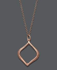 Get on board with the rose gold trend in Studio Silver's subtle, yet stylish, pendant. A cut-out pendant with etched edges shines in an 18k rose gold over sterling silver setting. Approximate length: 18 inches. Approximate drop: 1 inch. Get on board with the rose gold trend in Studio Silver's subtle, yet stylish, pendant. A cut-out pendant with etched edges shines in an 18k rose gold over sterling silver setting. Approximate length: 18 inches. Approximate drop: 1 inch.