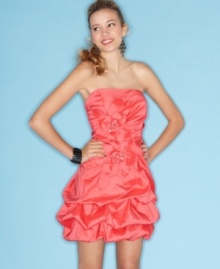 A gathered bubble skirt and rhinestone-studded rosettes are winning details on this flirty party dress from Sequin Hearts! A gathered bubble skirt and rhinestone-studded rosettes are winning details on this flirty party dress from Sequin Hearts!