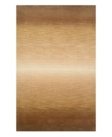 A true natural beauty, this rug uses organic tones of brown and tan to form a wonderfully textured gradient, culminating at the center with a brilliant burst of light. Hand-tufted and color blended with the greatest of care, this wool rug comes alive with texture and color. A true natural beauty, this rug uses organic tones of brown and tan to form a wonderfully textured gradient, culminating at the center with a brilliant burst of light. Hand-tufted and color blended with the greatest of care, this wool rug comes alive with texture and color.