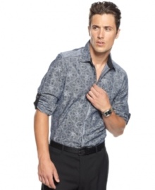 Patterns give this INC International Concepts shirt the polish it needs for the versatile life you lead. Patterns give this INC International Concepts shirt the polish it needs for the versatile life you lead.