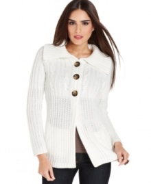 Knit lovers rejoice! This sweater from Style&co. features multiple stitch designs to keep you warm and fashion forward.