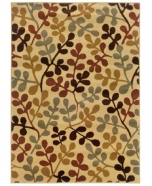 Branch out. The Sphinx Amelia area rug features a vibrant foreground of boldly colored foliage in woodland browns, rustic reds and other natural hues. Machine woven from stain-resistant polypropylene, this piece is ideal for kids, pets and high traffic areas. Branch out. The Sphinx Amelia area rug features a vibrant foreground of boldly colored foliage in woodland browns, rustic reds and other natural hues. Machine woven from stain-resistant polypropylene, this piece is ideal for kids, pets and high traffic areas.