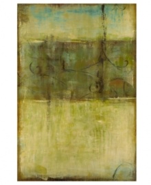 Set the tone with modern art. Measuring nearly six feet long, this abstract canvas print saturates your bedroom or foyer with muddled shades of olive, lime, black and teal. Set the tone with modern art. Measuring nearly six feet long, this abstract canvas print saturates your bedroom or foyer with muddled shades of olive, lime, black and teal.