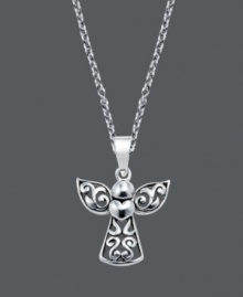 Give the gift of a charming guardian angel. This sweet style by Unwritten features an intricate filigree angel pendant cast in sterling silver. Approximate length: 18 inches. Approximate drop: 9/10 inch. Give the gift of a charming guardian angel. This sweet style by Unwritten features an intricate filigree angel pendant cast in sterling silver. Approximate length: 18 inches. Approximate drop: 9/10 inch.