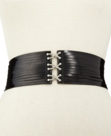 Flatter your curves with this wide stretch belt from Steve Madden. Creates instant appeal with a silver tone hook and eye closure at the front. Flatter your curves with this wide stretch belt from Steve Madden. Creates instant appeal with a silver tone hook and eye closure at the front.