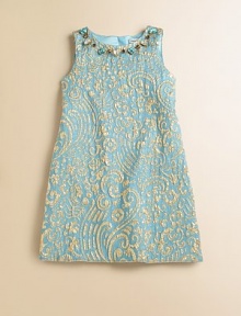 A cocktail dress for the playground set, in a grown-up sheath shape with lavish embroidery and chunky jewels at the neckline.Round jeweled necklineSleevelessBack zip closeFully linedSilk/polyesterDry cleanImported A cocktail dress for the playground set, in a grown-up sheath shape with lavish embroidery and chunky jewels at the neckline.Round jeweled necklineSleevelessBack zip closeFully linedSilk/polyesterDry cleanImported