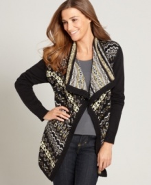 Seasonally chic Fair Isle knit updates Style&co.'s classic open-front cardigan. Perfect for layering with tees and turtlenecks when the weather turns chilly! (Clearance) Seasonally chic Fair Isle knit updates Style&co.'s classic open-front cardigan. Perfect for layering with tees and turtlenecks when the weather turns chilly! (Clearance)