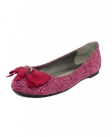 Add a sweet touch to any ensemble with this adorable flat from G by GUESS. This slip-on design features an adorable bow at toe.