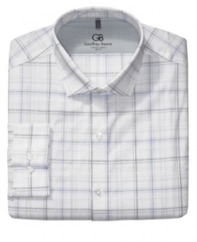 With a big plaid pattern, this dress shirt from Geoffrey Beene adds a classic touch to your work week. With a big plaid pattern, this dress shirt from Geoffrey Beene adds a classic touch to your work week.