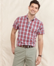 Pop some preppy plaid from Tommy Hilfiger in your wardrobe for a classic summer look.