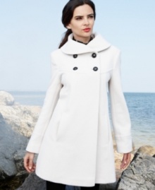 Larry Levine's swingy coat features a mod-inspired silhouette that lets your style shine through -- no matter the weather. Larry Levine's swingy coat features a mod-inspired silhouette that lets your style shine through -- no matter the weather.