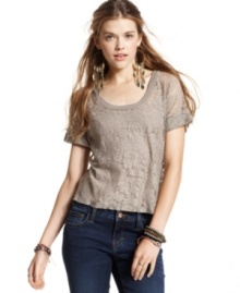 Add a touch of trend-right style to your collection of tees with this sheer lace top from American Rag!