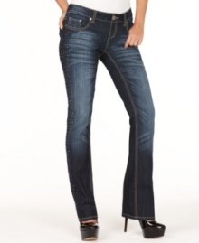 Freestyle Revolution's Tuxedo jeans are ultra-flattering with subtle rhinestone embellishments. Pair with a classic tee and platforms for a chic, everyday look.