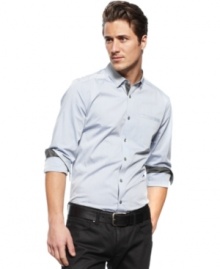 Button up your casual look with this collared shirt from INC International Concepts that's ready for everything after hours. Button up your casual look with this collared shirt from INC International Concepts that's ready for everything after hours.
